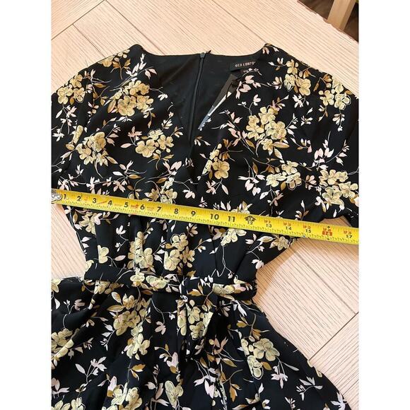 QED London NWT flare  black & tan floral print dress. Sz 14. UK and 10 US Lined. - Picture 6 of 14